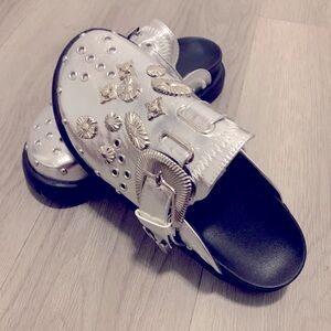 Women's Wedge & Platform Mules With Metallic Rhinestone Decorated